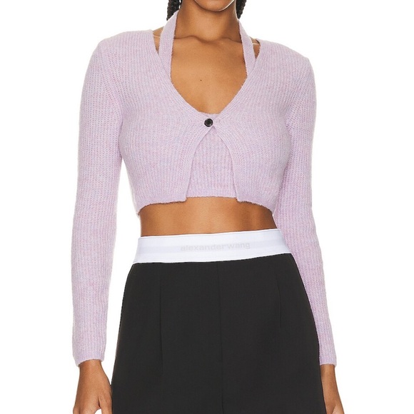 ALEXANDER WANG Twinset Halter 2 in 1 Cardigan in Lavender Frost NWT Size M - Picture 1 of 6